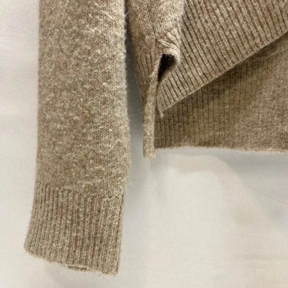 H&M Hooded Sweater Women's Small Oatmeal Heather Oversized Fine Knit Pullover - Picture 4 of 9